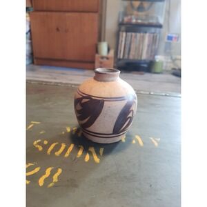 Vintage RAJ California Beige And Brown Small Ceramic Pottery Bud Vase Decor